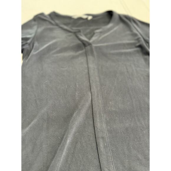 ATHLETA Sweatshirt Dress Short Sleeve Slit V Neck Black Size Small S - Picture 2 of 6